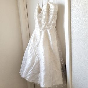 Gunne Sax Polka Dot Shimmer Tulle A-Line Mini Dress Bridal / Reception / Prom